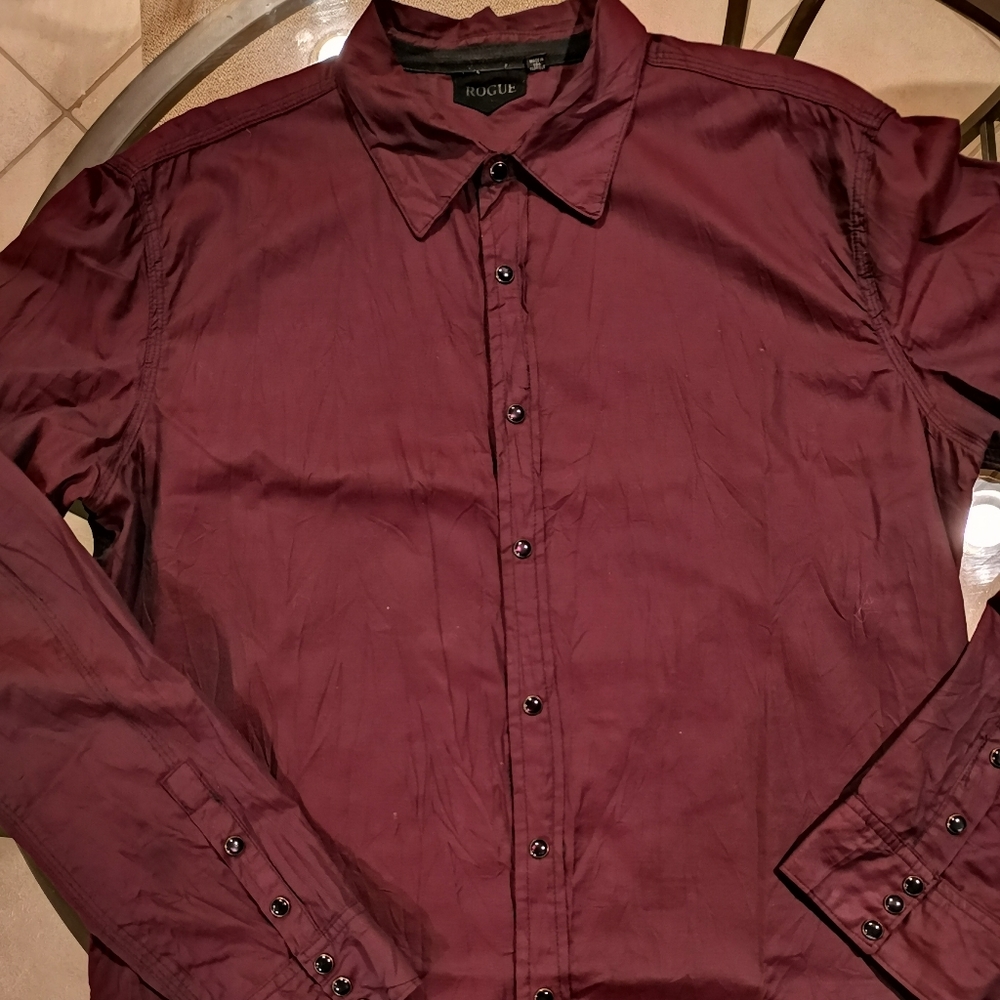 Rouge! - Dress Shirt - Burgundy - - XL